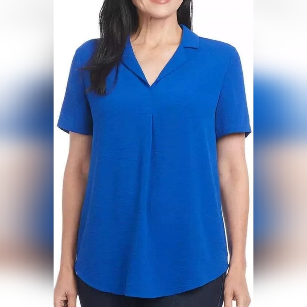 Hilary Radley‎ Pleated Collared Top M Elevated Casual Cottagecore